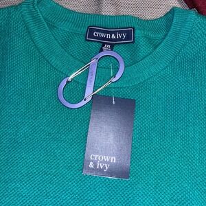 Crown & Ivy Mens XXL Emerald Green Textured Knit Crewneck Sweater New With Tags